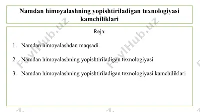 namdan himoyalashning yopishtiriladigan texnologiyasi kamchiliklari 2 — PPTX