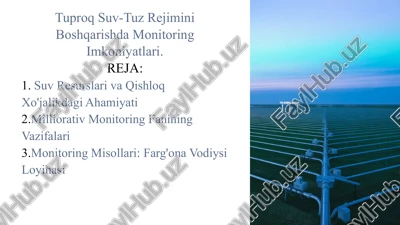 tuproq suv-tuz rejimini boshqarishda monitoring imkoniyatlari — PPTX