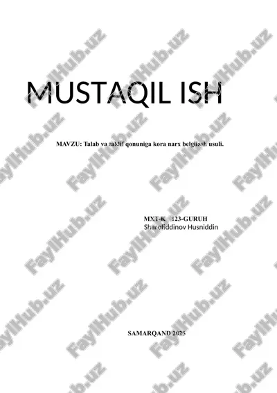 talab va taklif qonuniga kora narx belgilash usuli.docx — DOCX