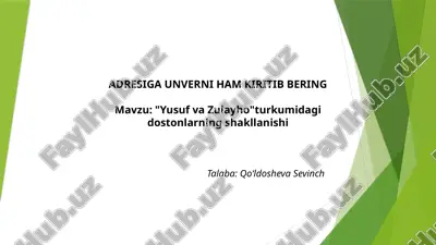 yusuf va zulayhoturkumidagi dostonlarning shakllanishi.pptx — PPTX