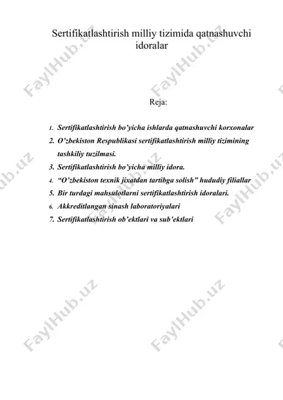 sertifikatlashtirish milliy tizimida qatnashuvchi idoralar — DOC