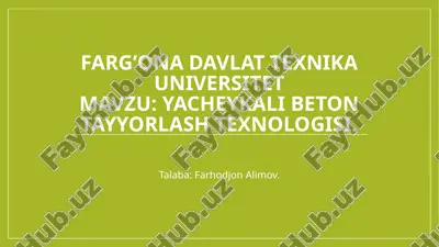 yacheykali beton tayyorlash texnologisi.pptx — PPTX