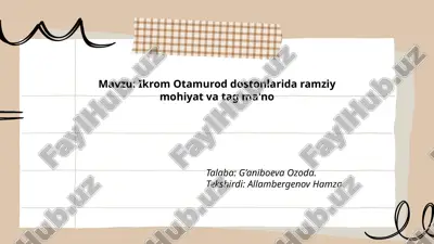 ikrom otamurod dostonlarida ramziy mohiyat va tag ma'no.pptx — PPTX