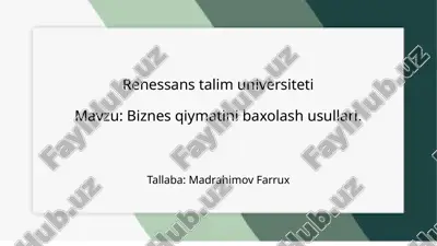 biznes qiymatini baxolash usullari.pptx — PPTX