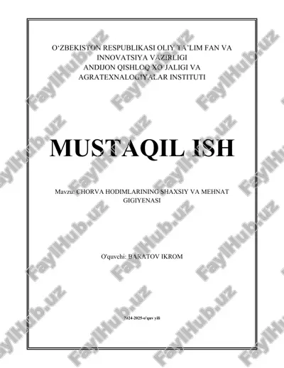 chorva hodimlarining shaxsiy va mehnat gigiyenasi.docx — DOCX