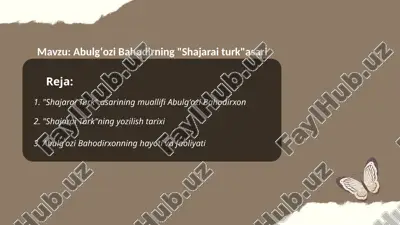 abulgʻozi bahodirning shajarai turkasari.pptx — PPTX