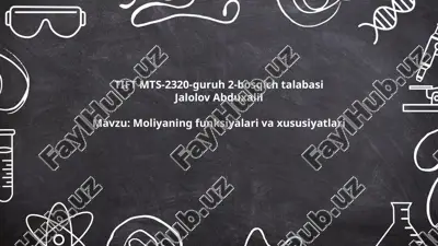moliyaning funksiyalari va xususiyatlari.pptx — PPTX