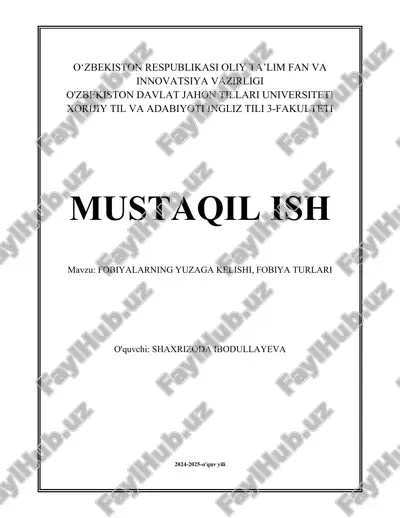 fobiyalarning yuzaga kelishi, fobiya turlari.docx — DOCX