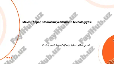 yapon saforasini yetishtirish texnologiyasi.pptx — PPTX