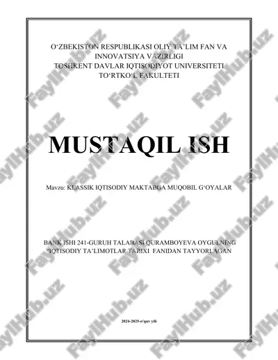 klassik iqtisodiy maktabga muqobil g‘oyalar.docx — DOCX