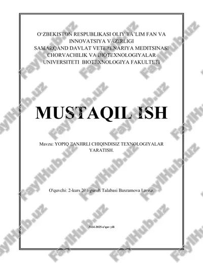 yopiq zanjirli chiqindisiz texnologiyalar yaratish..docx — DOCX
