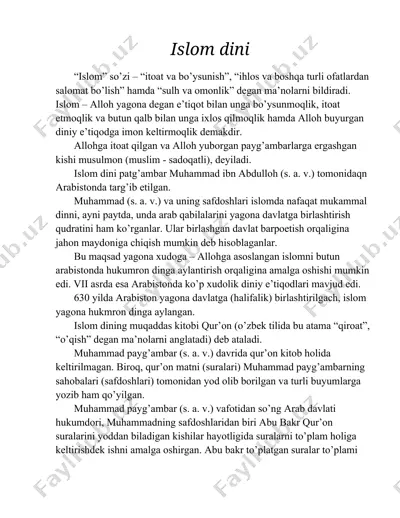 islom dini — DOCX