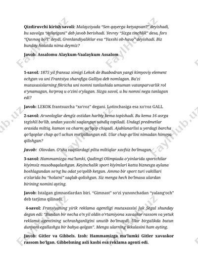 zakovat 40ta savol javoblari bilan birgalikda. — DOCX