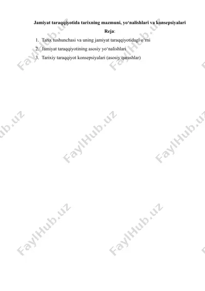 tarixning jamiyat taraqqiyotidagi o‘rni — DOCX