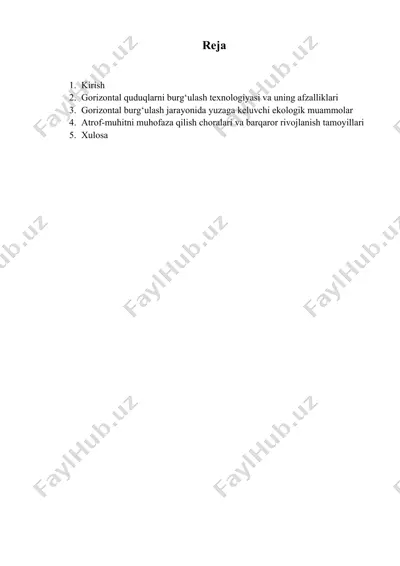 gorizontal quduqlarni burg‘ulash texnologiyasi — DOCX