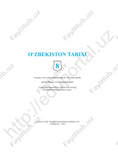 8-sinf "o'zbekiston tarixi" — PDF