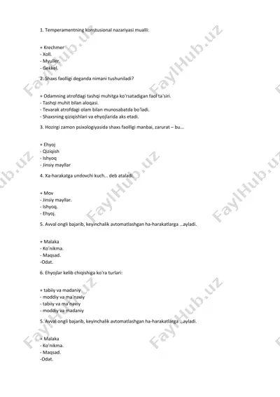 psixologik testlar — DOCX