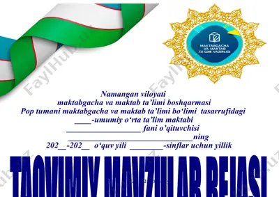 taqvimiy mavzular rejasi betlik — DOCX
