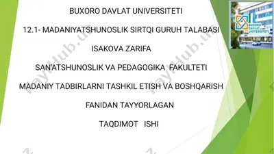 madaniya tadbirlarni tashkil etish — PDF
