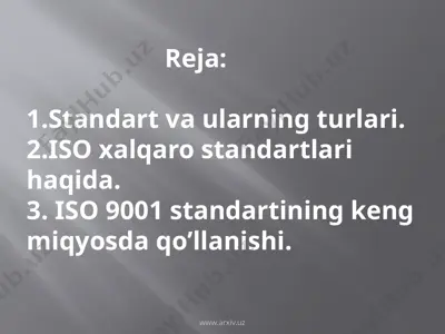 standart va ularning turlari iso — PPTX