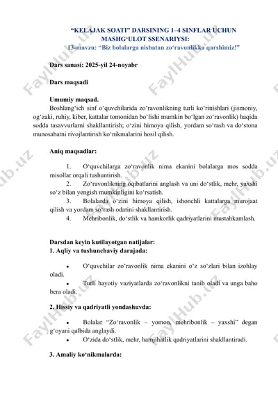 kelajak soati 1-4-sinf 13-mavzu — PDF