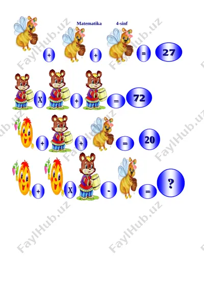 matematikadan 4-sinf uchun mantiqiy testlar — DOC