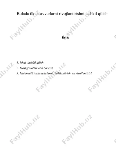 bolada ilk tasavvurlarni rivojlantirishni tashkil qilish — DOC
