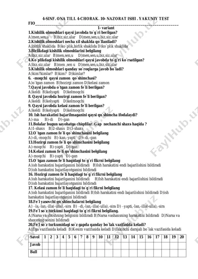 10- nazorat ishi ona tili 4- sinf — PDF