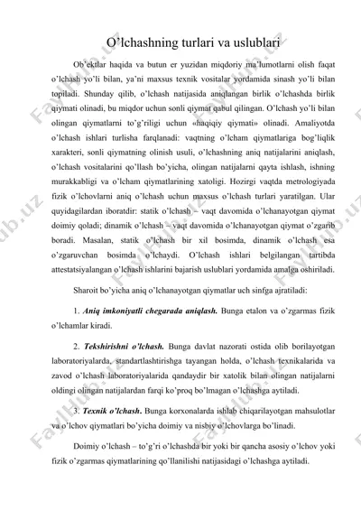 o’lchashning turlari va uslublari — DOCX
