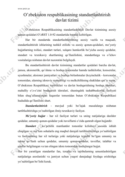 o’zbеkiston rеspublikasining standartlashtirish davlat tizimi — DOCX