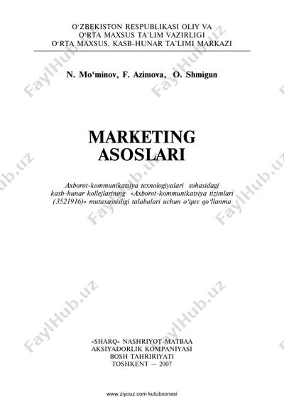 marketing asoslari (n.mo'minov, f.azimova, o.shmugin)(1) — PDF