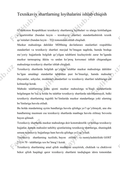 tеxnikaviy shartlarning loyihalarini ishlab chiqish — DOCX