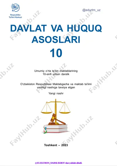 10-sinf davlat va huquq asoslari 2023 (@elekton_darslikbot) — PDF