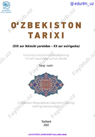 10-sinf o'zbekiston tarixi 2022 (@elekton_darslikbot) — PDF