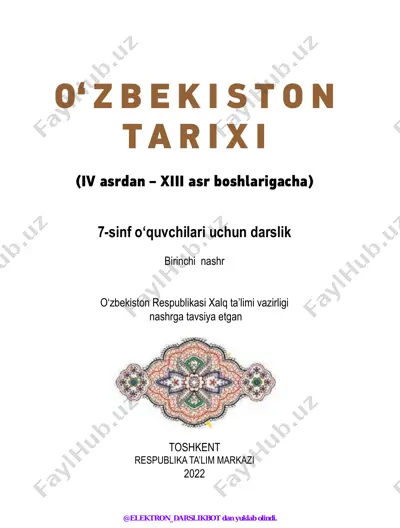 7-sinf o'zbekiston tarixi 2022 (@elekton_darslikbot) — PDF