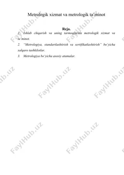 metrologik xizmat va metrologik ta’minot — DOC