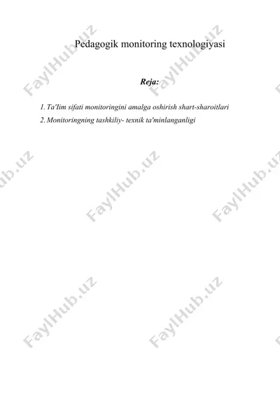 pedagogik monitoring texnologiyasi — DOCX