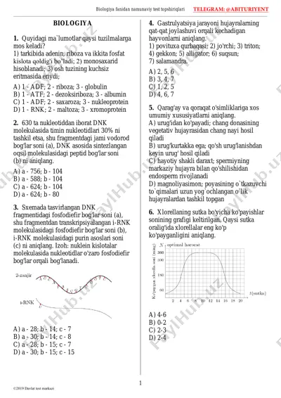 biologiya uz - @abituriyent 2019 — PDF