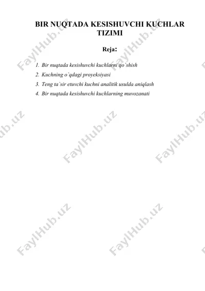 bir nuqtada kesishuvchi kuchlar tizimi — DOC