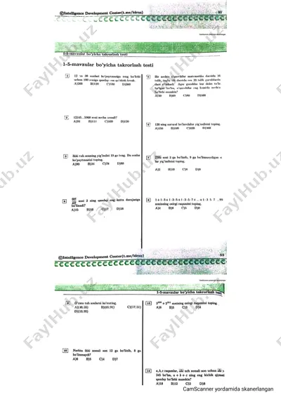 1-5-mavzular bo'yicha takrorlash testi — PDF