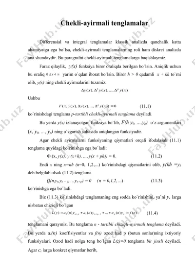 chekli-ayirmali tenglamalar — DOC
