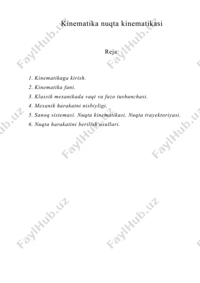 kinematika nuqta kinematikasi — DOC