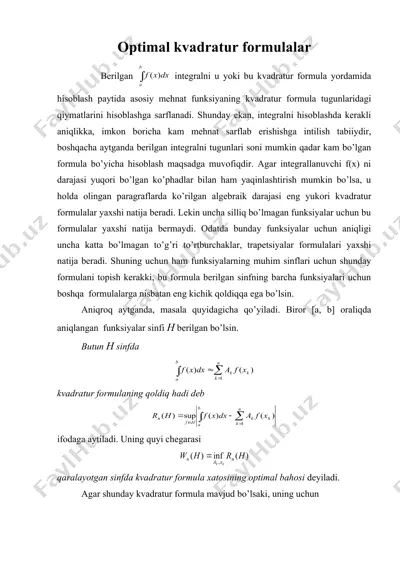 optimal kvadratur formulalar — DOC