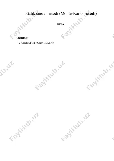 statik sinov metodi (monte-karlo metodi) — DOC