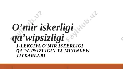 o’mir iskerligi qa’wipsizligi 2018 slayd — PPTX