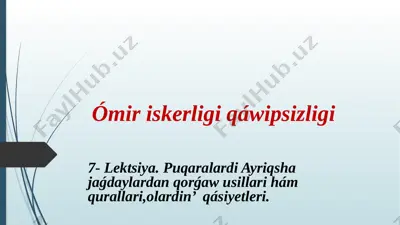 o’mir iskerligi qa’wipsizligi 7-lekciya 2018 — PPTX