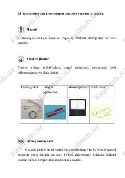 13.faradeyning elektromagnit induksiya qonunini o’rganish — PDF