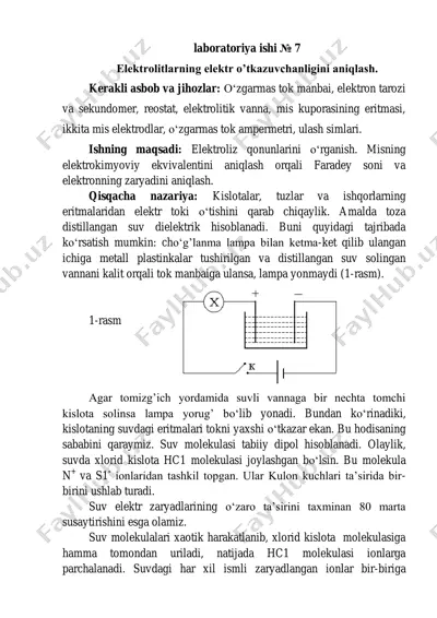5.elektrolitlarning elektr o’tkazuvchanligini aniqlash — PDF