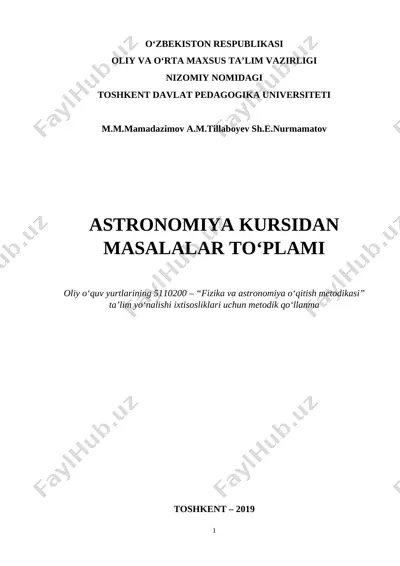 astronomiya kursidan masalalar to'plami — DOCX