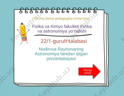 fizika va kimyo fakulteti fizika va astronomiya yoʻnalishi — PPTX